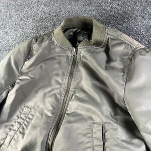 Uniqlo Women's Bomber Jacket Olive Green Ribbed Collar Zip Up Size Small